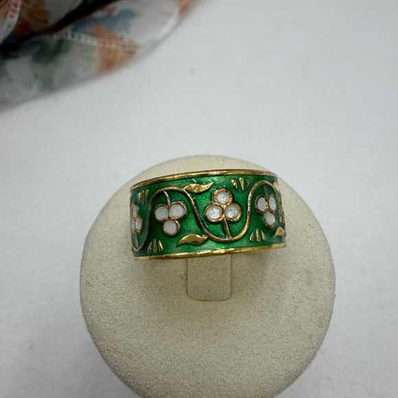 Cloisonne Jewelry - Vintage Cloisonné Ring Green